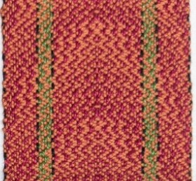 Multi color weaving in red and gold with green vertical stripes